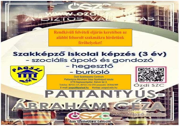 Pótfelvételi 2026-2027 tanévre